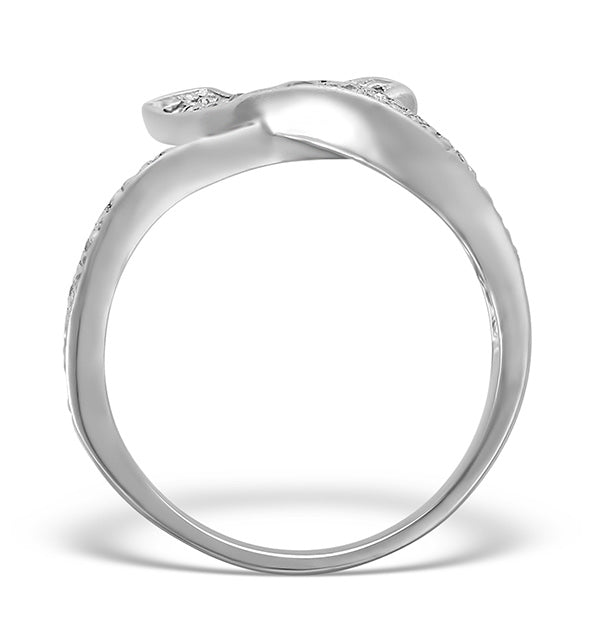 9K White Gold Diamond Pave Cross Design Ring - A4255 - SIZE M